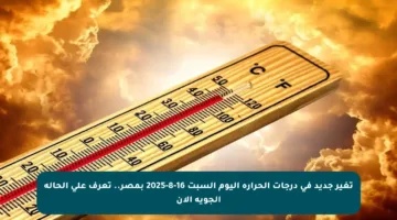 تغير جديد في درجات الحرارة اليوم السبت 16-8-2025 بمصر.. تعرف على الحالة الجوية الآن